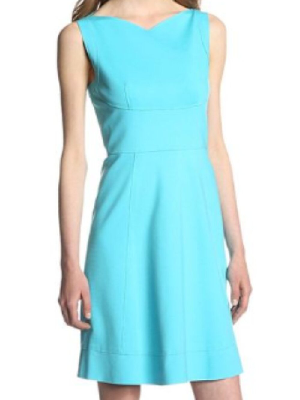 ✨NWT Elie Tahari Callie Calm Sea Blue Double Knit Sleeveless Dress Size 10 ✨